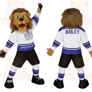Brown Tan Blue White Lion Mascot Costume