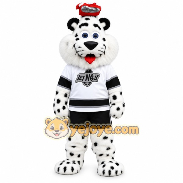 White Black Red Snow Leopard Mascot Costume