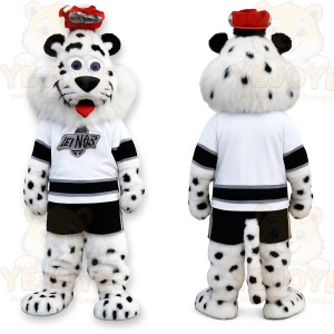 White Black Red Snow Leopard Mascot Costume