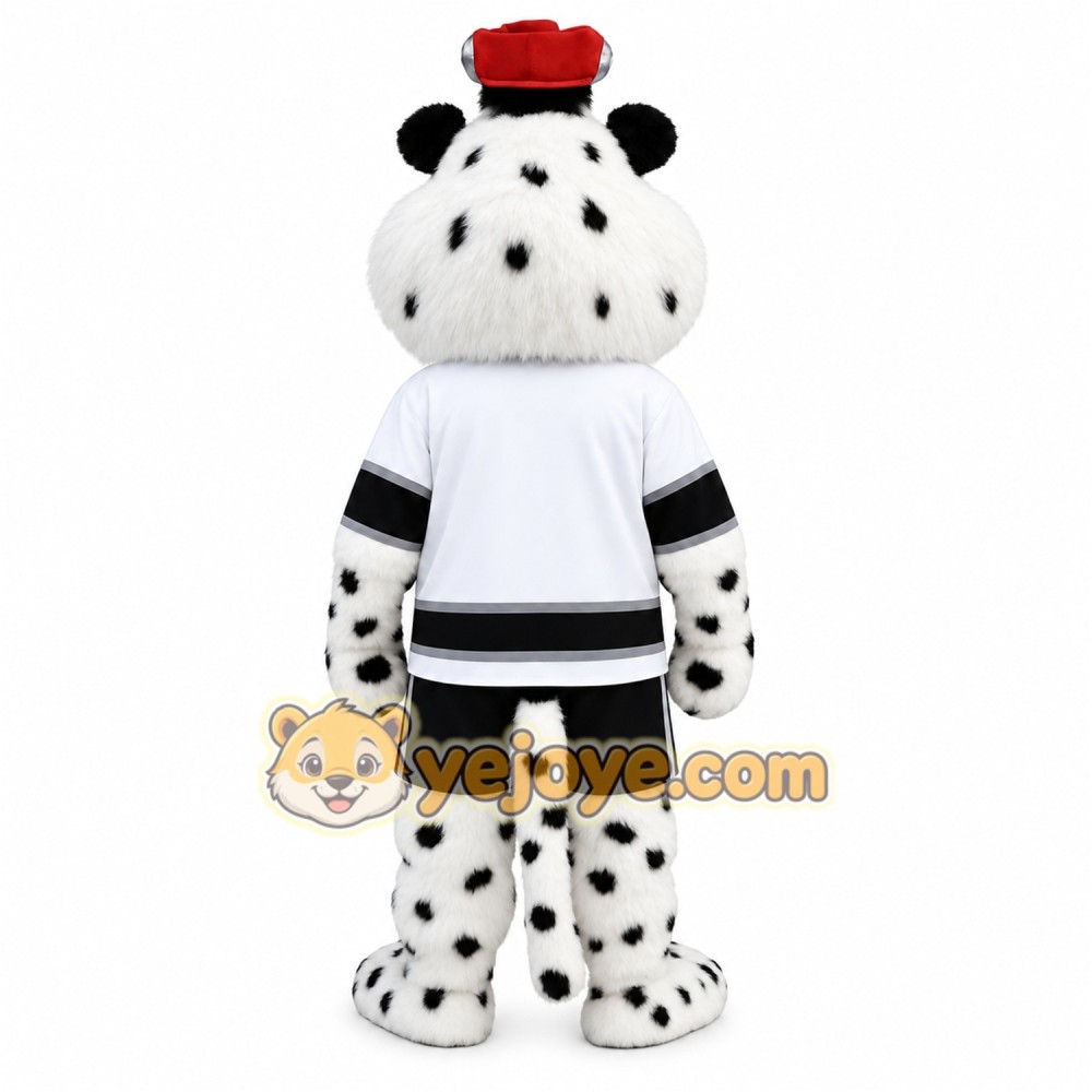 White Black Red Snow Leopard Mascot Costume