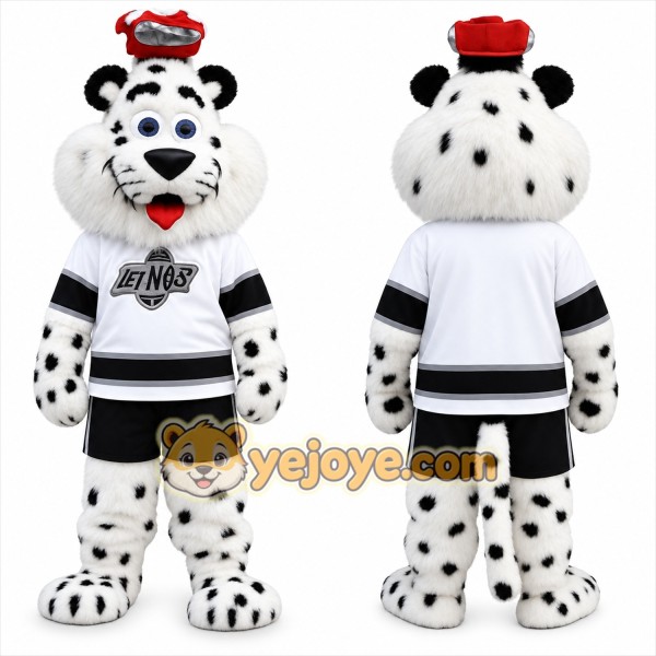 White Black Red Snow Leopard Mascot Costume
