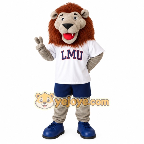 Brown Gray Lion Mascot Costume