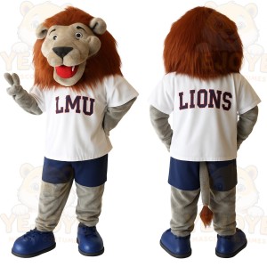 Brown Gray Lion Mascot Costume