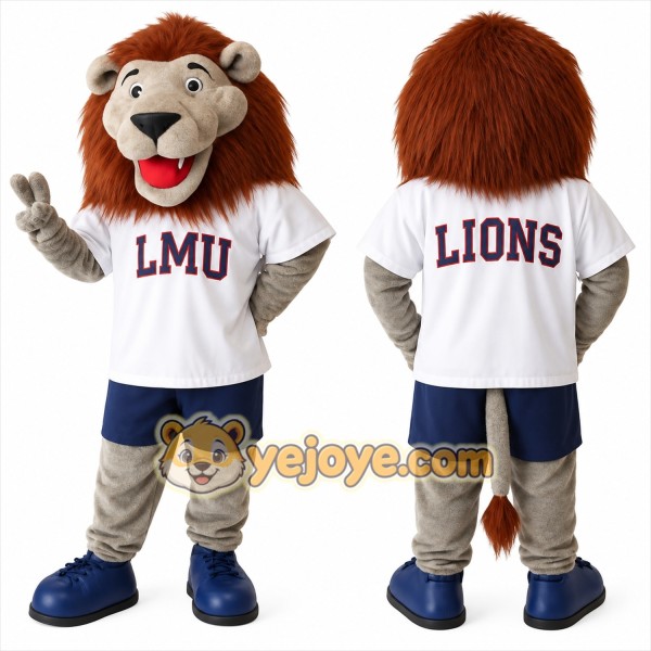Brown Gray Lion Mascot Costume