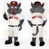 Gray White Pinstripe Baseball Cat Mascot Costume