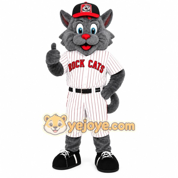 Gray White Pinstripe Baseball Cat Mascot Costume Gray White Pinstripe Baseball Cat Mascot Costume
