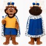 Brown Blue Gold King Lion Mascot Costume