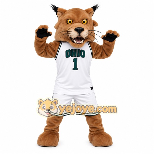Brown White Bobcat Basketball Mascot Costume