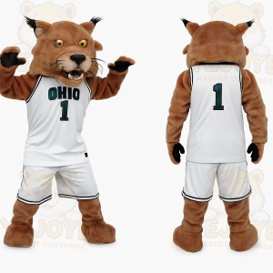Brown White Bobcat Basketball Mascot Costume