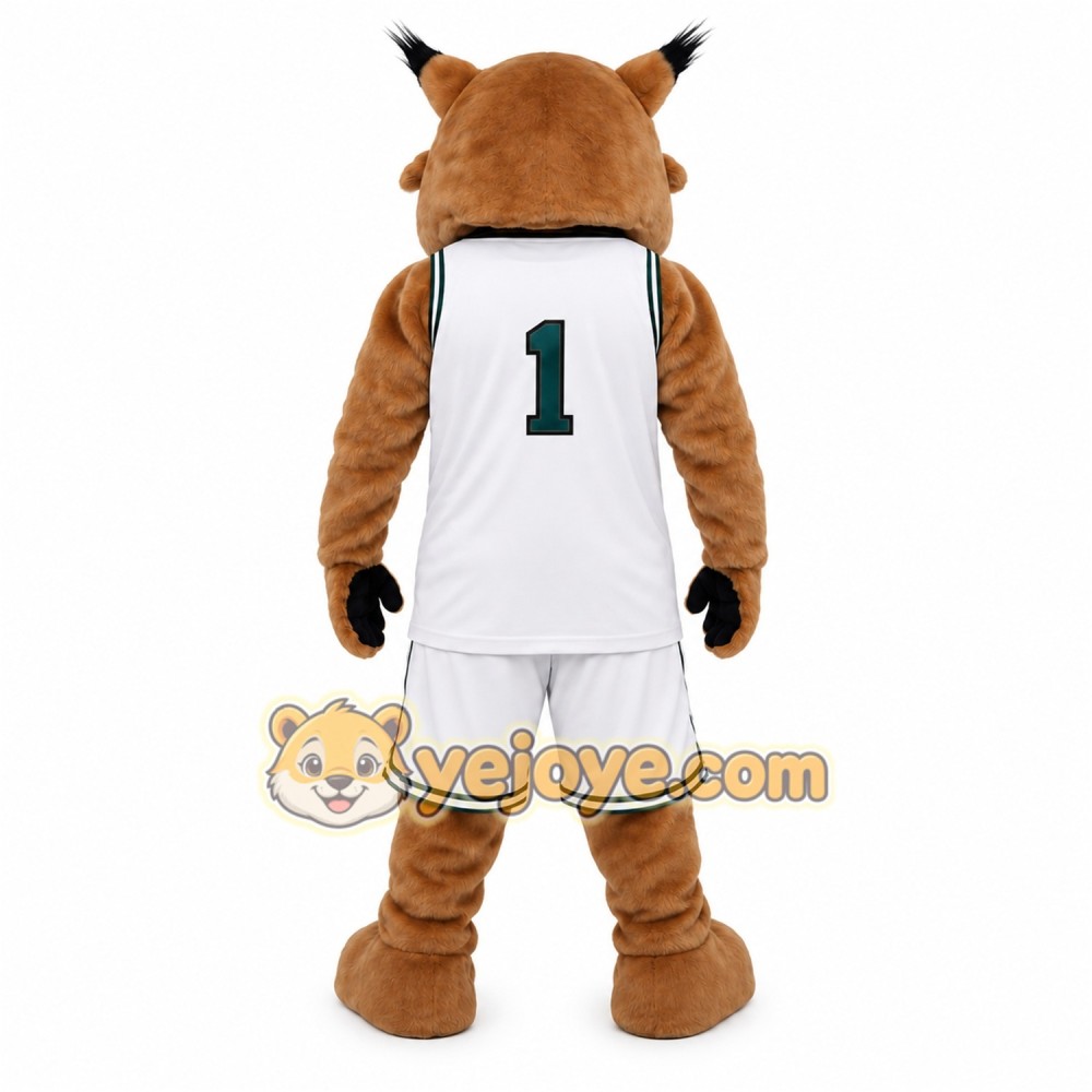 Brown White Bobcat Basketball Mascot Costume