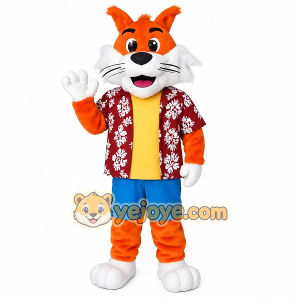 Orange White Hawaiian Fox Mascot Costume Orange White Hawaiian Fox Mascot Costume