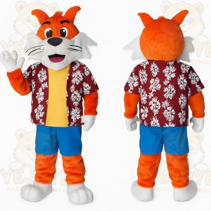 Orange White Hawaiian Fox Mascot Costume