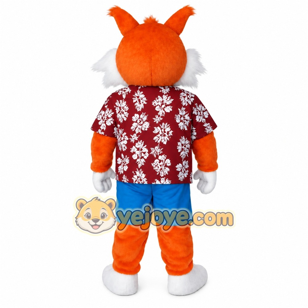 Orange White Hawaiian Fox Mascot Costume Orange White Hawaiian Fox Mascot Costume