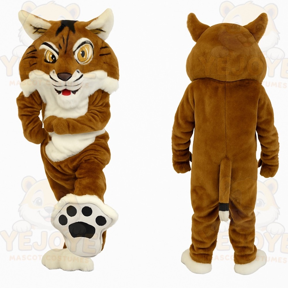 Brown White Tiger Mascot Costume