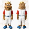 Brown Gold Crowned Lion Baseball Mascot Costume