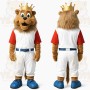 Brown Gold Crowned Lion Baseball Mascot Costume