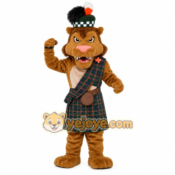 Brown Green Scottish Lion Mascot Costume
