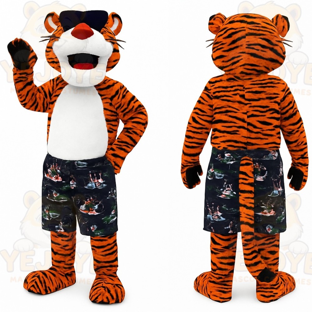 Orange Black White Tiger Mascot Costume