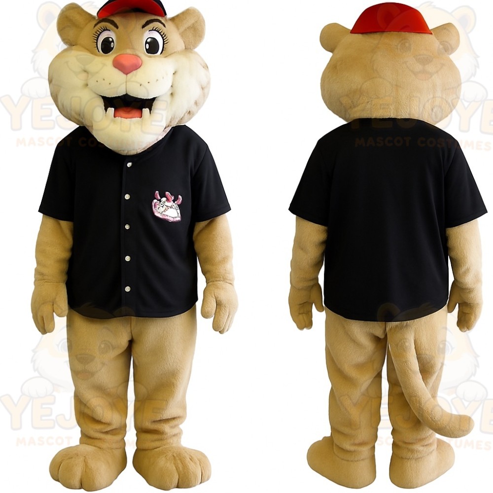 Tan Black Red Lion Mascot Costume