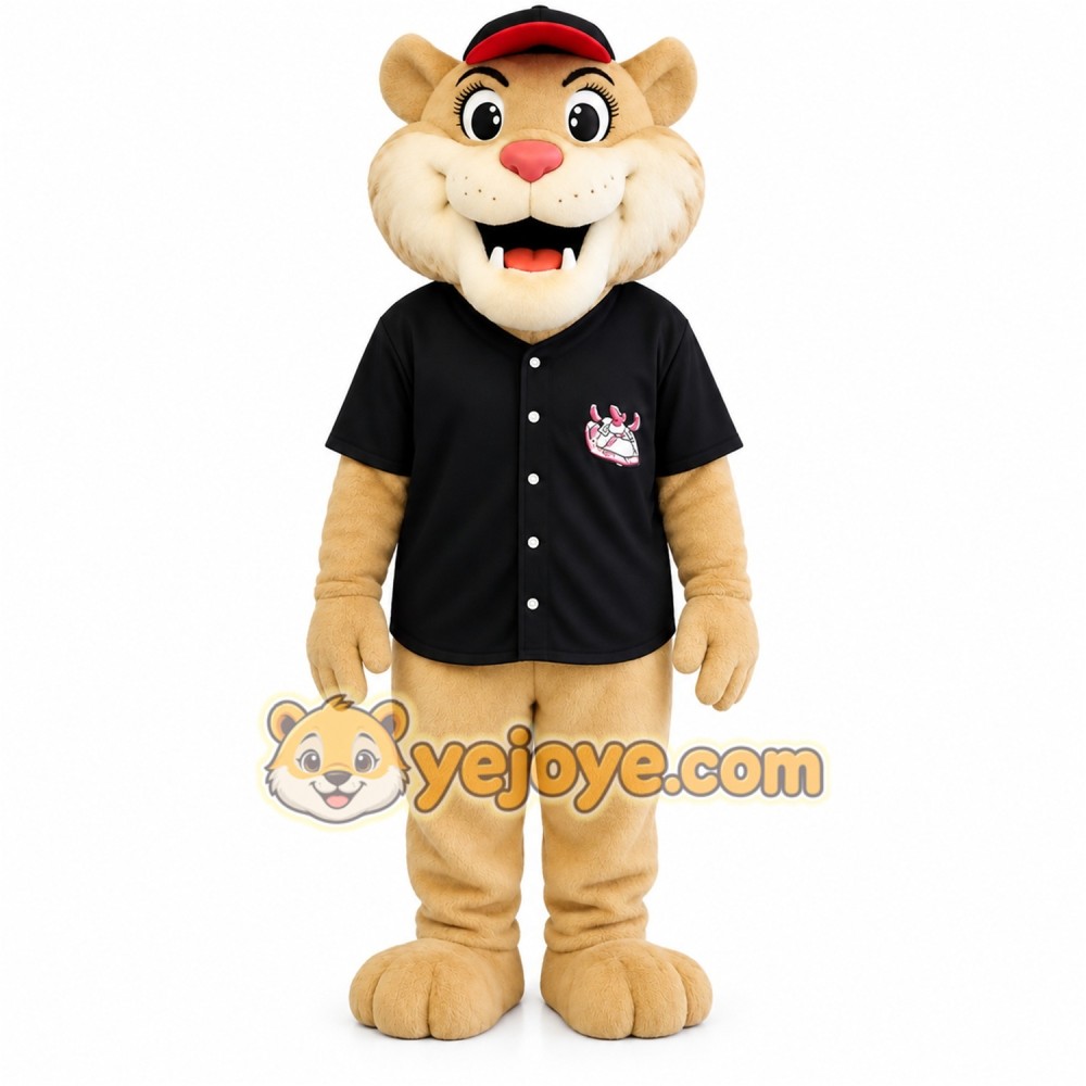Tan Black Red Lion Mascot Costume