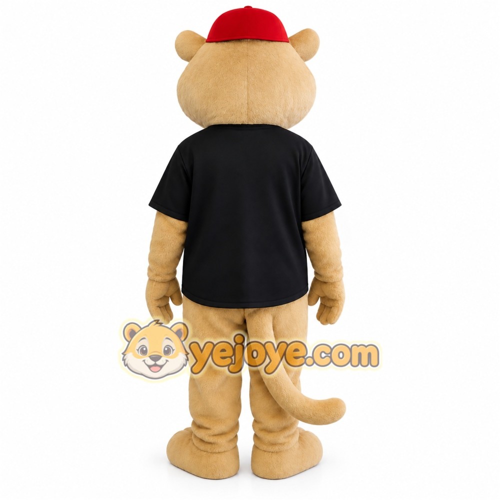 Tan Black Red Lion Mascot Costume