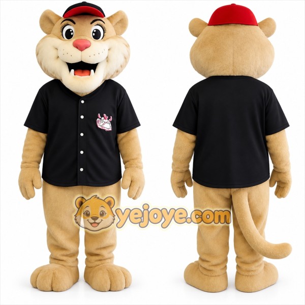 Tan Black Red Lion Mascot Costume