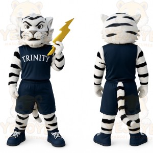 White Black Navy Tiger Mascot Costume