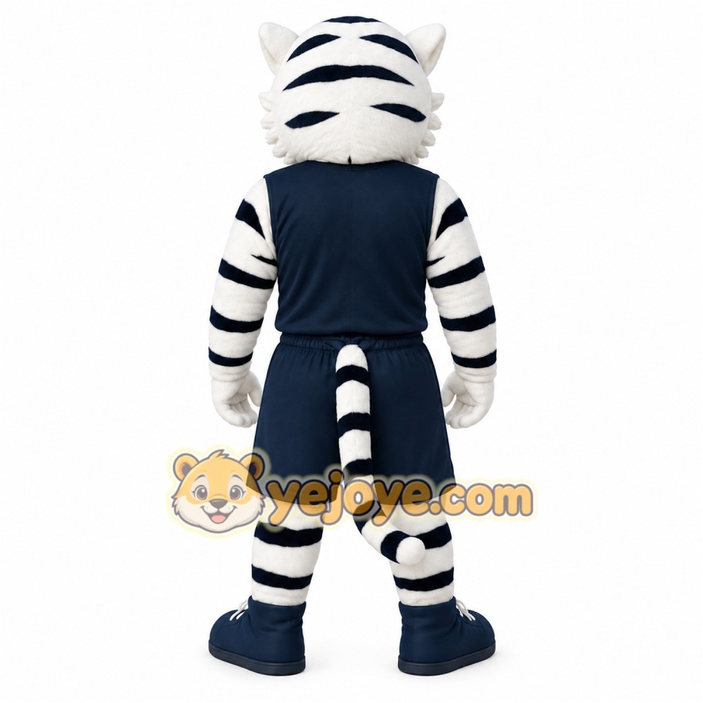 White Black Navy Tiger Mascot Costume