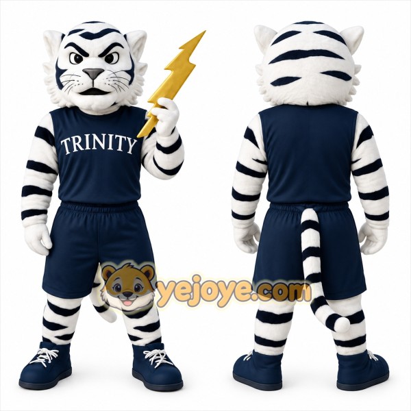 White Black Navy Tiger Mascot Costume