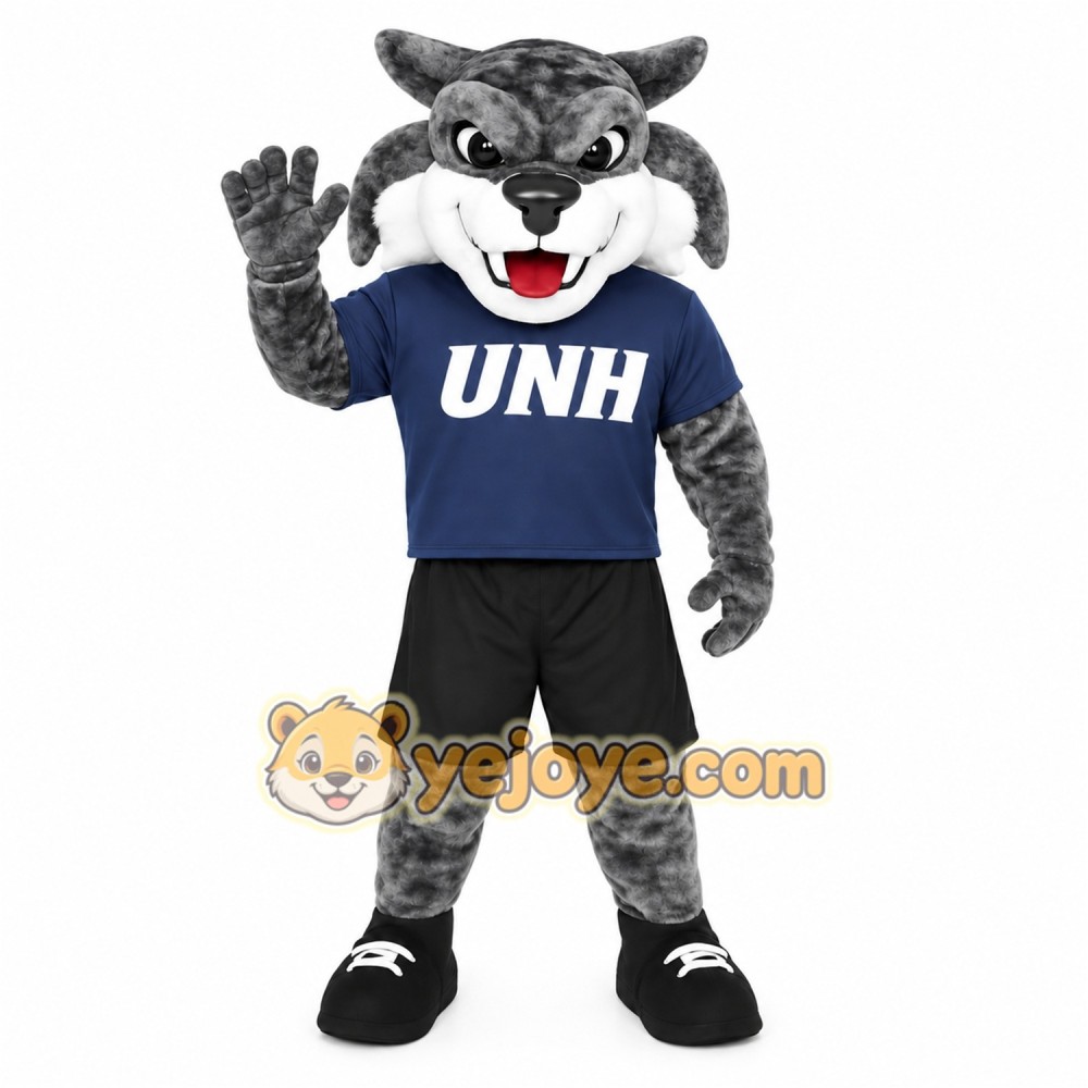 Gray Navy Black Wildcat Mascot Costume Gray Navy Black Wildcat Mascot Costume