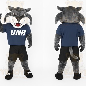 Gray Navy Black Wildcat Mascot Costume