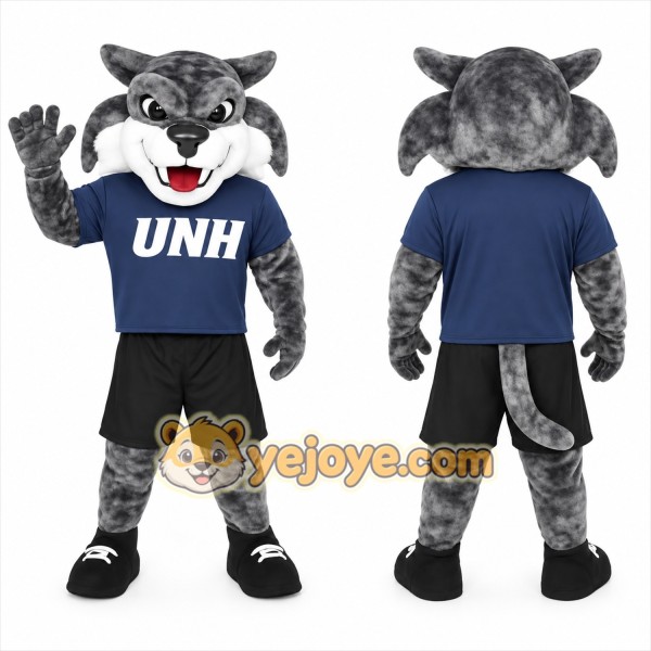 Gray Navy Black Wildcat Mascot Costume