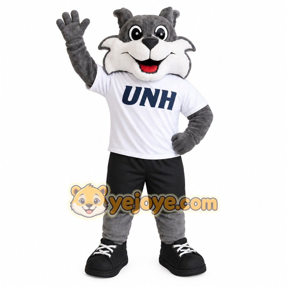Gray White Black Wildcat Mascot Costume Gray White Black Wildcat Mascot Costume