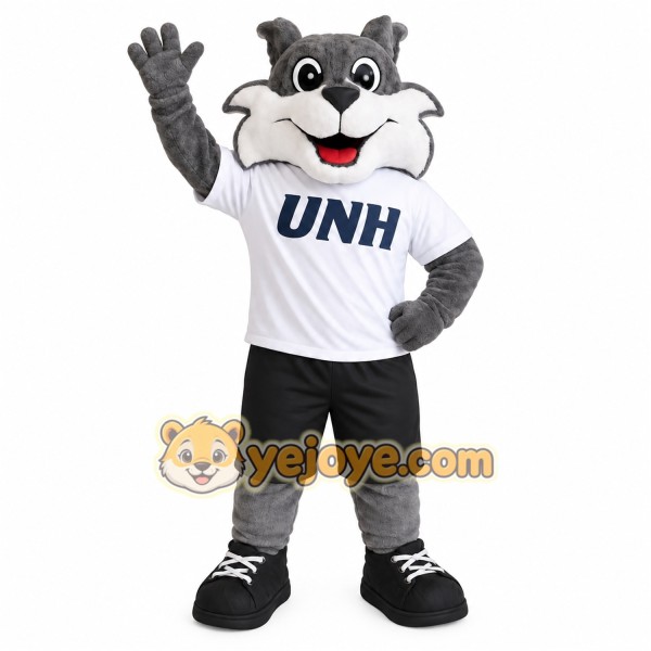 Gray White Black Wildcat Mascot Costume Gray White Black Wildcat Mascot Costume