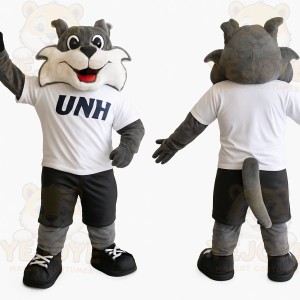 Gray White Black Wildcat Mascot Costume