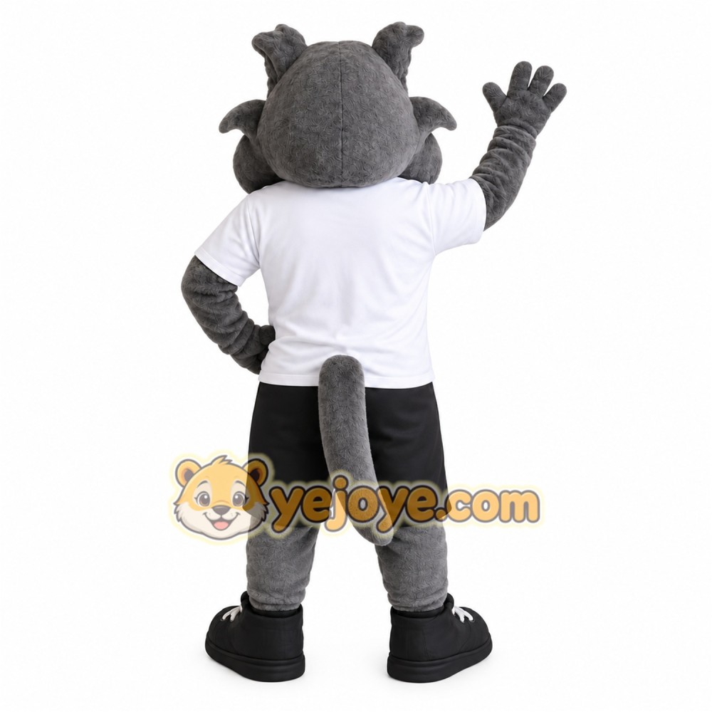 Gray White Black Wildcat Mascot Costume Gray White Black Wildcat Mascot Costume