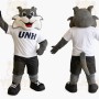 Gray White Black Wildcat Mascot Costume
