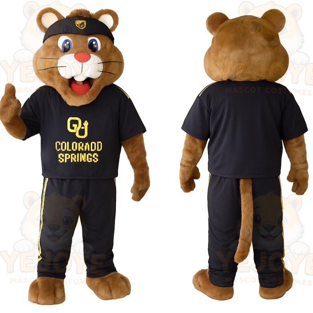 Brown Black Cougar Mascot Costume