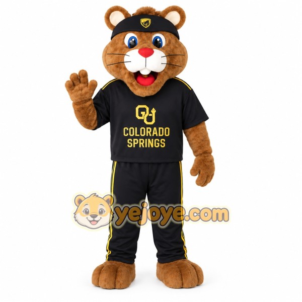 Brown Black Cougar Mascot Costume