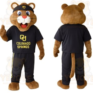 Brown Black Cougar Mascot Costume