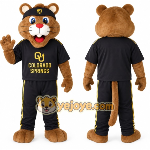 Brown Black Cougar Mascot Costume