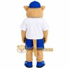 Tan Blue White Baseball Cat Mascot Costume