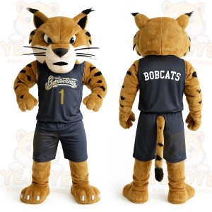 Brown Navy Basketball Bobcat Mascot Costume