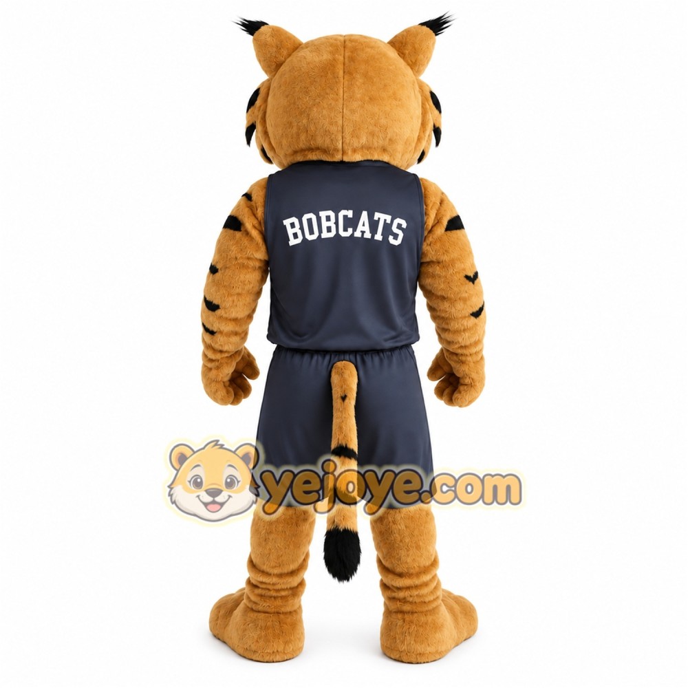 Brown Navy Basketball Bobcat Mascot Costume Brown Navy Basketball Bobcat Mascot Costume