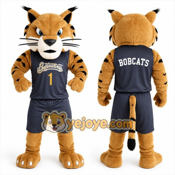 Brown Navy Basketball Bobcat Mascot Costume
