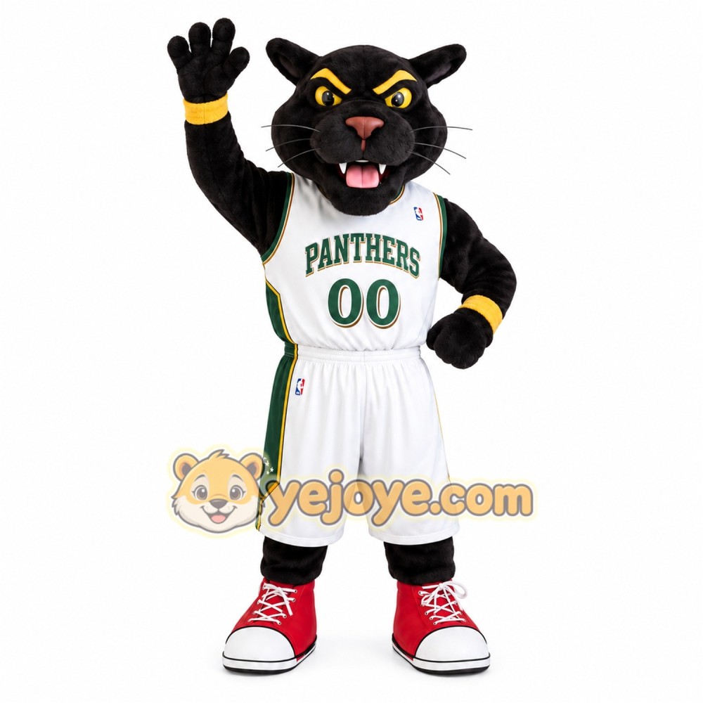Black White Basketball Panther Mascot Costume Black White Basketball Panther Mascot Costume