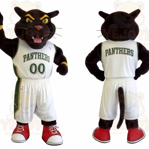 Black White Basketball Panther Mascot Costume
