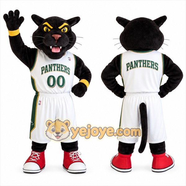 Black White Basketball Panther Mascot Costume
