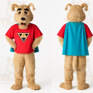 Tan Red Teal Superhero Dog Mascot Costume
