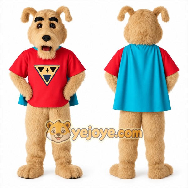 Tan Red Teal Superhero Dog Mascot Costume